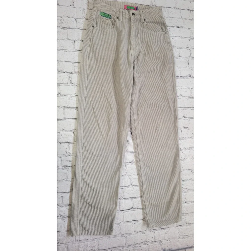 Empyre Tori Grey Corduroy Pants Womens Size 0 High Waisted Straight Leg Skate